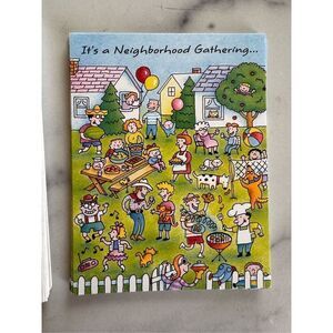 Hallmark vintage Neighborhood Gathering cards set of 8 suburban picnic 90s invit